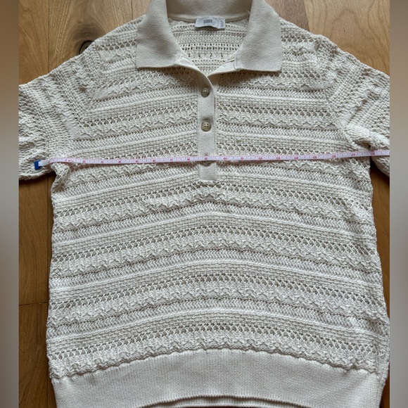 CLOSED Cotton Crochet Ivory Polo Top Size Small - Picture 4 of 8